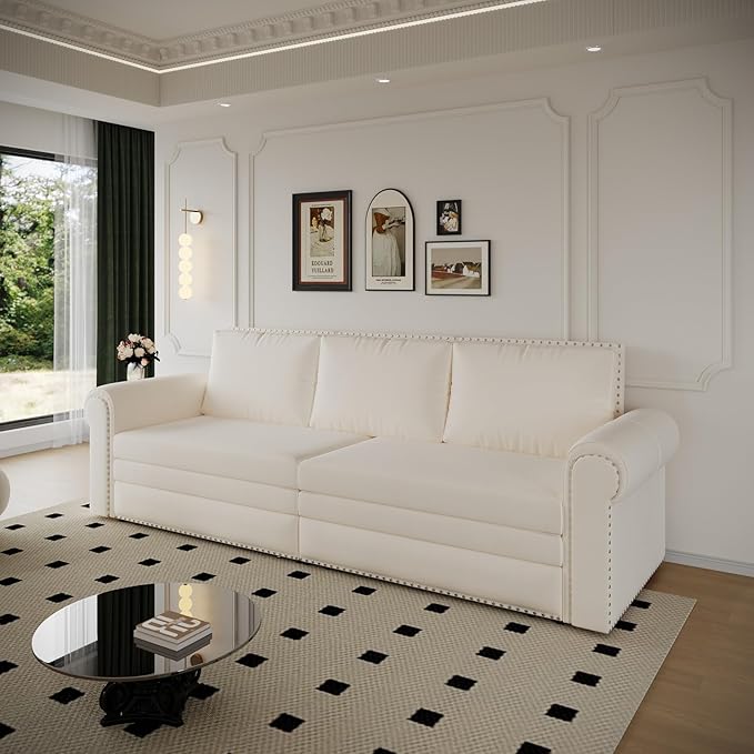 3 in 1 Convertible Sleeper Sofa Bed, 93.7" King Size Sofa Sleeper