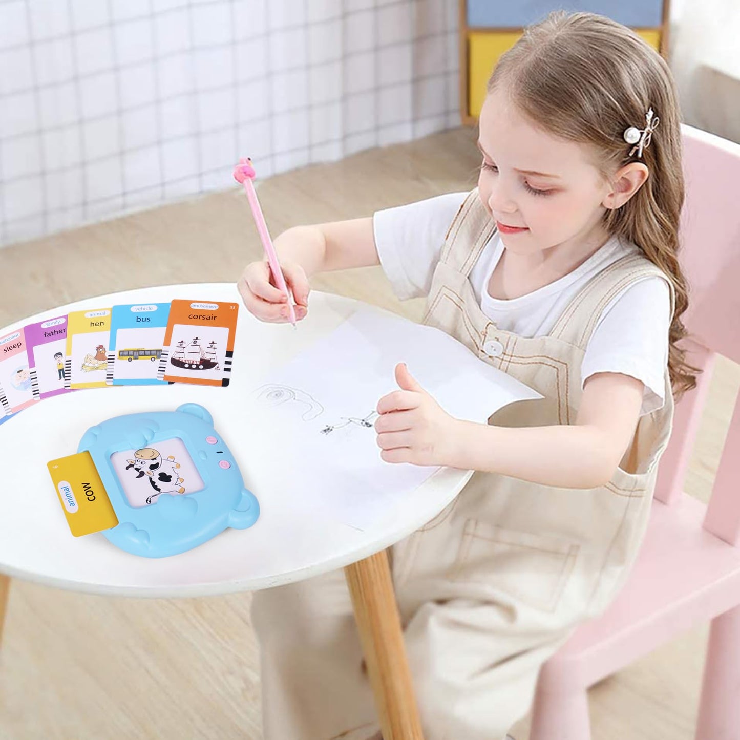 Talking Flash Cards for Toddler 1 2 3 4 5, Learning Toys for Toddlers Pocket Speech, Talking Learning Flash Cards Educational Toys Sensory Toys Gift for Boys and Girls (510 Sight Words-Bear Blue)