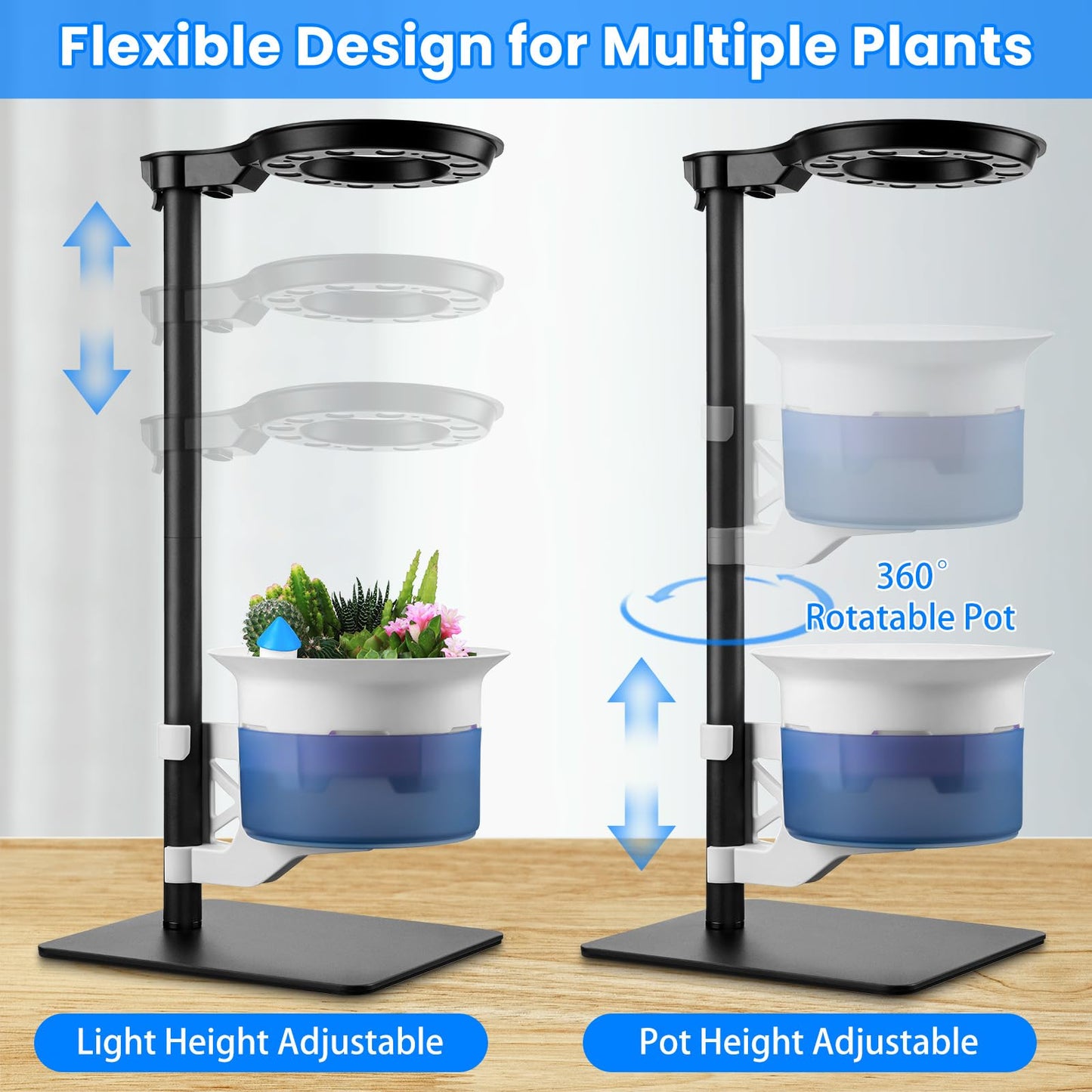 Smart Plant Lights for Indoor Growing,Venus Fly Trap Terrarium Kit with Light&Stand,Self Watering Pots for Indoor Plants,Smart Plant Pot with LED Grow Light&Timer for Succulents,Herbs,Flower