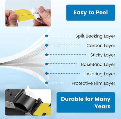 Freshworld 6PK TZe-651 Replace for Brother Label Maker Tape 24mm Yellow Laminated Compatible with Brother P-Touch Label Tape 1 inch Yellow Refills TZe651 for PT-D600 D610BT P700 P710BT P750W P910BT