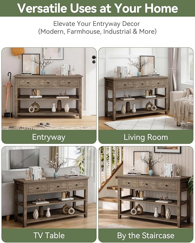 Karl home Console Table with 3 Drawers, Living Room
