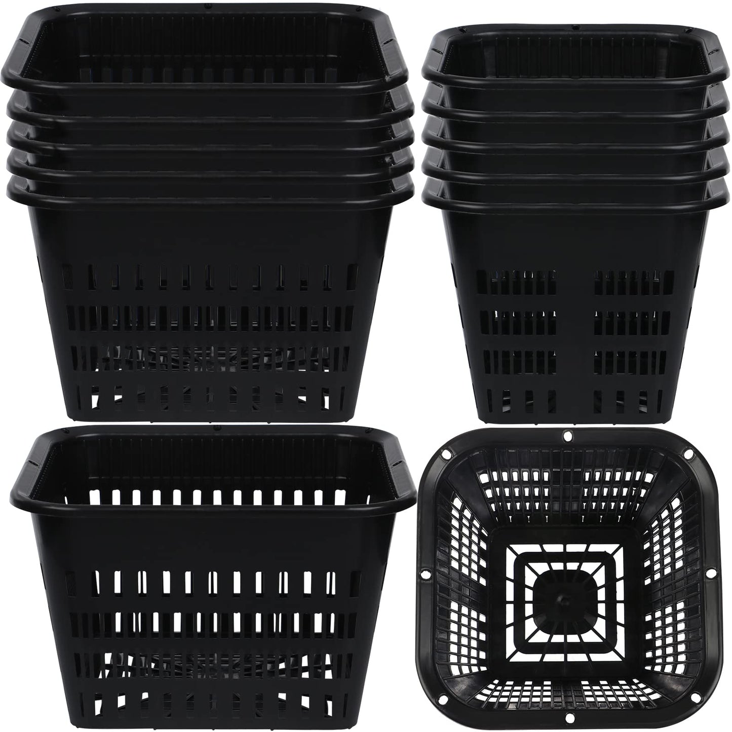 12 Pcs Black Orchid Pot Set - Breathable Slotted Plastic Plant Pot with Drainage Hole for Air Plants & Orchids (7.1 Inches, 5.5 Inches)