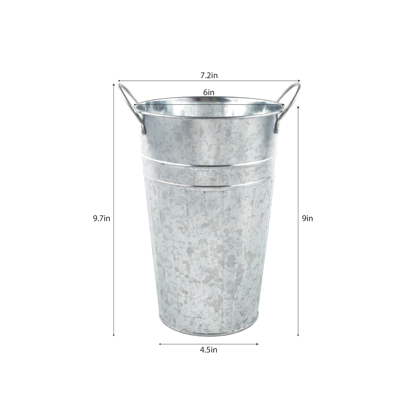 DAHO 4 Pack Tall Metal Planters for Plants, Flowers, Decor, Garden, Patio, Indoor or Outdoor (Galvnized, 9.06'')