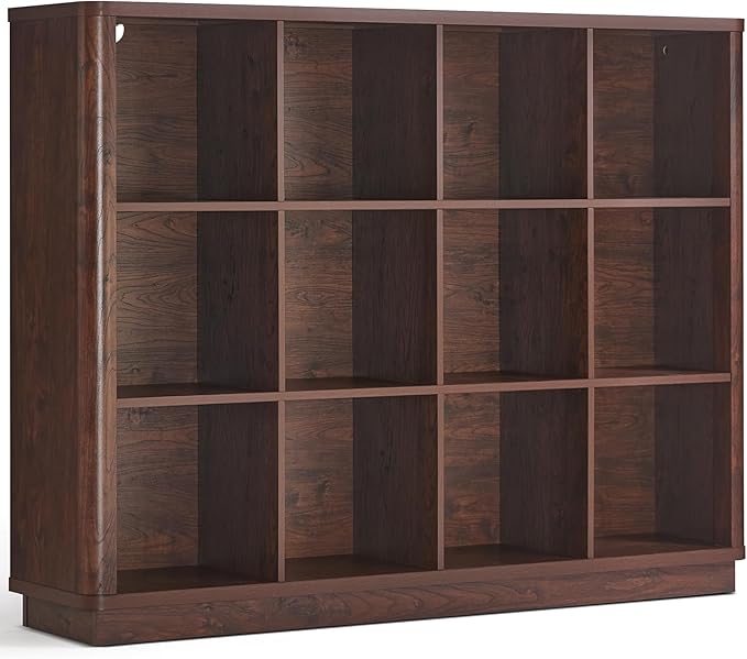 Joaxswe 12 Cube Storage Organizer, Wood Floor Standing 3-Tier Cubby Bookcase