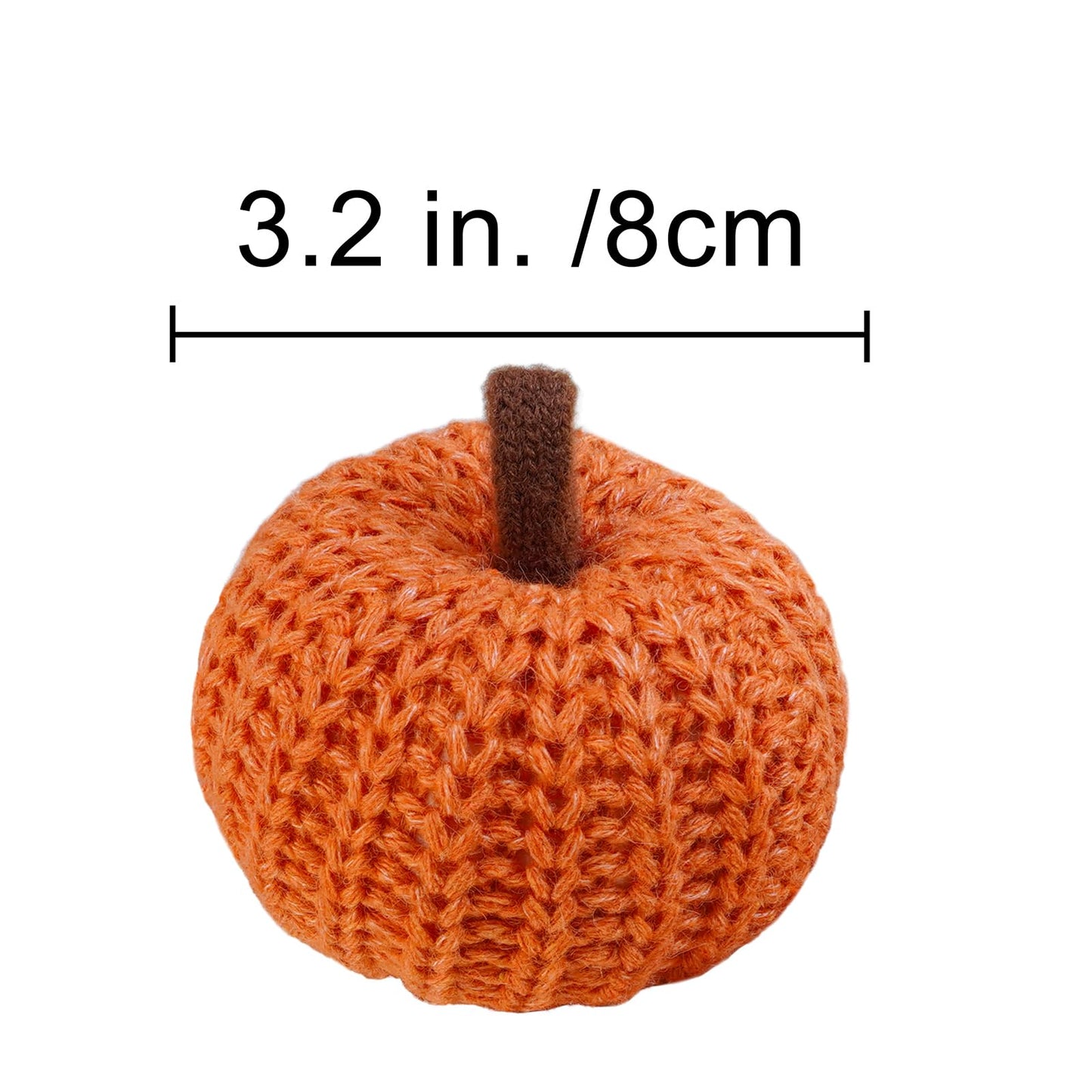 Winlyn Set of 6 Faux Fall Orange Crochet Pumpkins - Small Knit Foam Pumpkins for Rustic Farmhouse Decor, Harvest, Thanksgiving, Halloween, Autumn Table, Bowl, Tiered Tray, Mantel