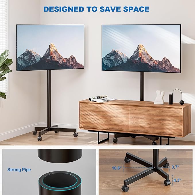 Mobile TV Cart Rolling TV Stand