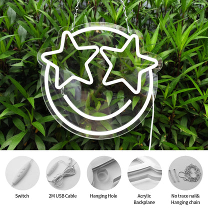 Wootfairy Led Lights Wall Decor: 12.2 * 11.41 in Dimmable Smiley Face Neon Sign for House Bedroom Game Room Classroom Bar Decoration - Yellow and Pink Light Up Signs Gifts for Wedding Birthday Party