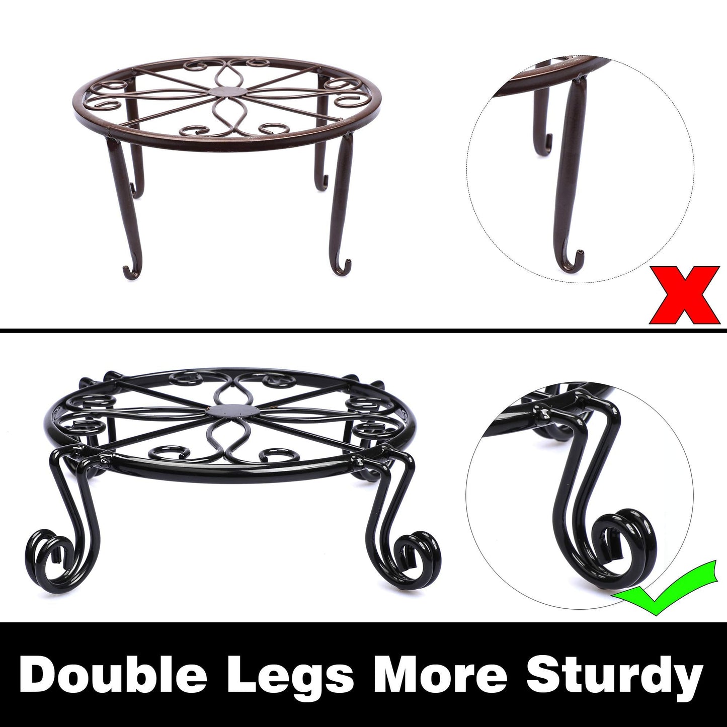 Black Plant Stand for Flower Pot Heavy Duty Potted Holder Indoor Outdoor Metal Rustproof Iron Garden Container Round Supports Rack for Planter Bronze, Pumpkin Stand Outdoor