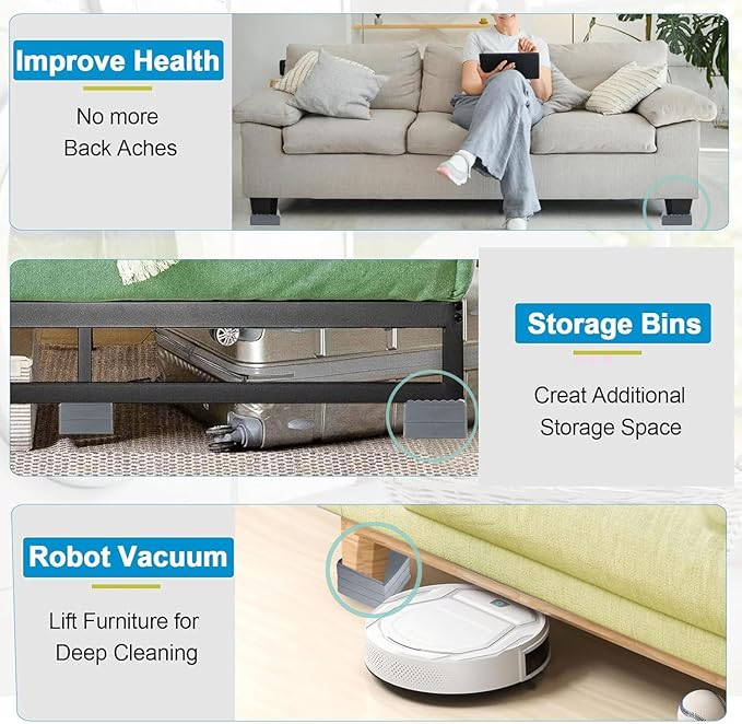 Bed Risers 1 inch, 2 inch, 3 inch, 4 inch Heavy Duty, Adjustable Furniture Riser