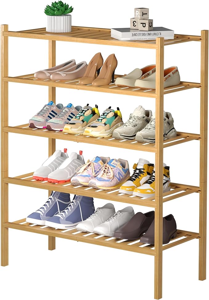 ROMGUAR CRAFT 5 Tier Bamboo Shoe Rack