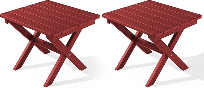 SERWALL Folding Outdoor Side Table Set of 2, Portable Adirondack Side Table