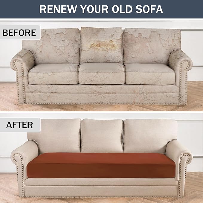 Stretch Cushion Cover, Soft Velvet Plush Cushion Slipcovers Loveseat Sofa