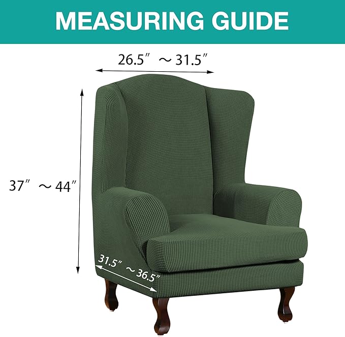 Turquoize Wingback Chair Covers 2 Piece Wing Chair Slipcover Stretch Slipcovers