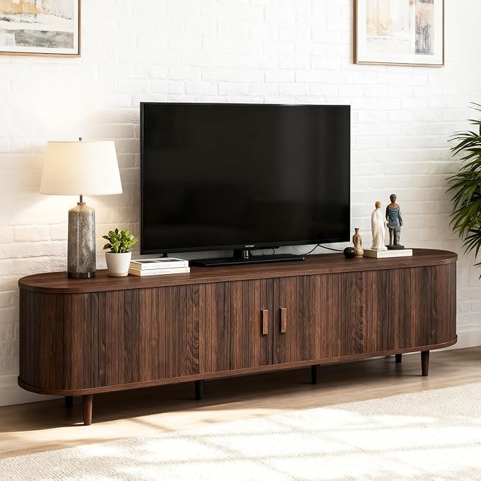 70" Mid Century Modern TV Stand, Wood TV Consoles