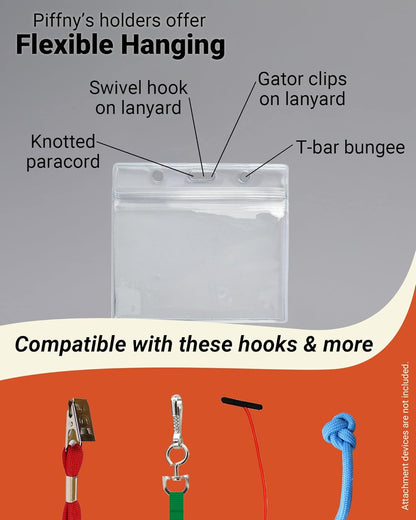 Clear ID Holder for Lanyard - ID Card Holder Waterproof (Inches, 3.5 x 2.25 Horizontal 12 Pack)
