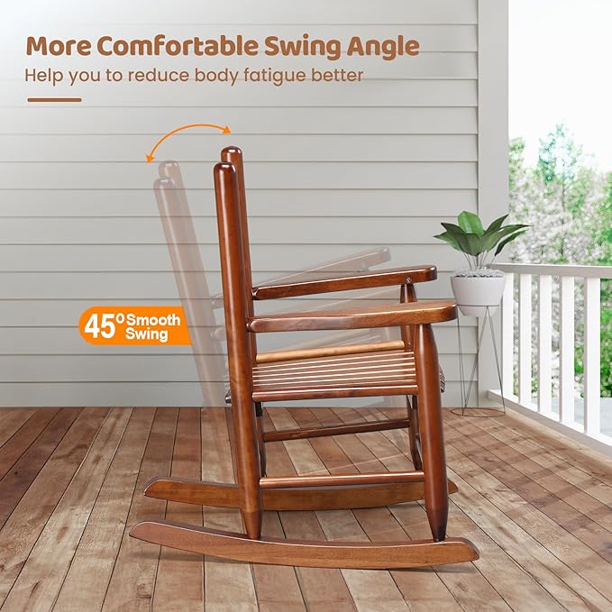 JOYMOR Outdoor Wooden Rocking Chair