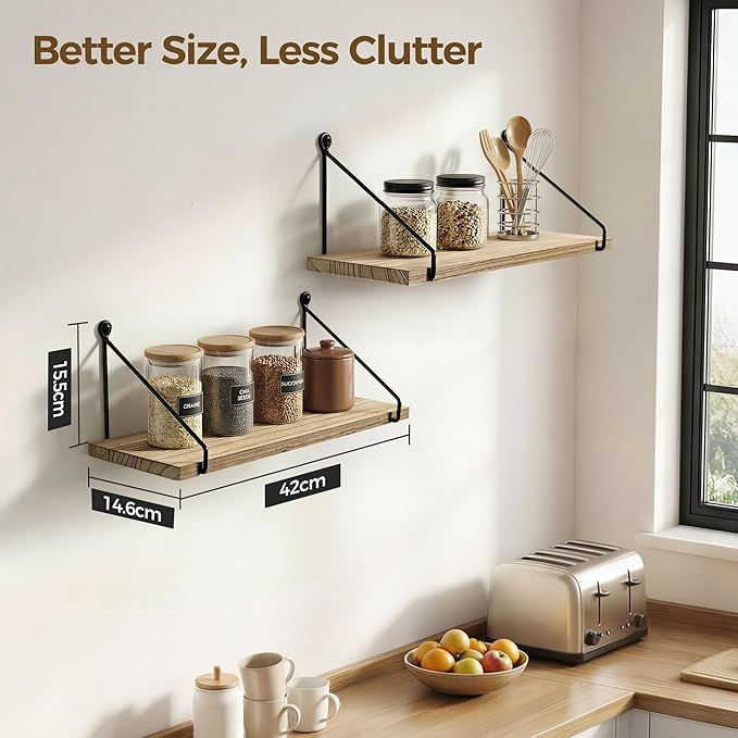 Afuly Floating Wall Shelves Rustic Wall Mounted Hanging Shelf Farmhouse Wall