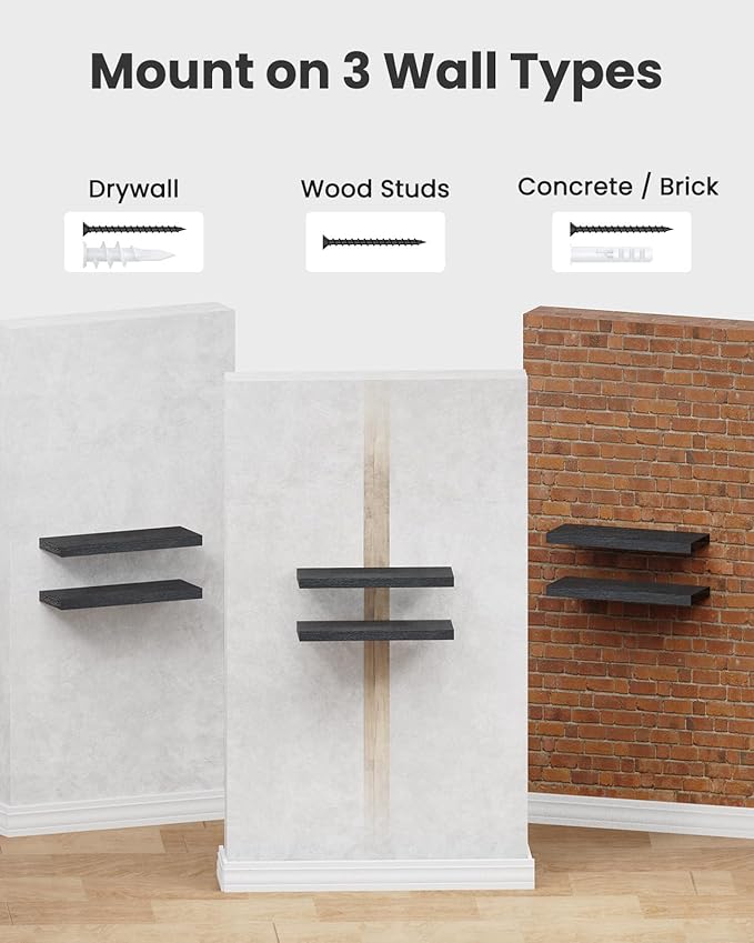 AMADA HOMEFURNISHING Floating Shelves Wall Mounted, 15 x 7 Inch Wall Shelves