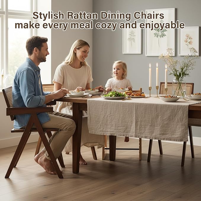 Furlide Rattan Accent Chairs, Modern Mid Century Dining Chairs Set of 2