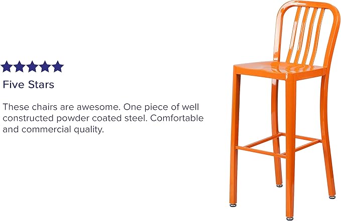 Flash Furniture Gael Commercial Grade 2 Pack 30" High Orange Metal