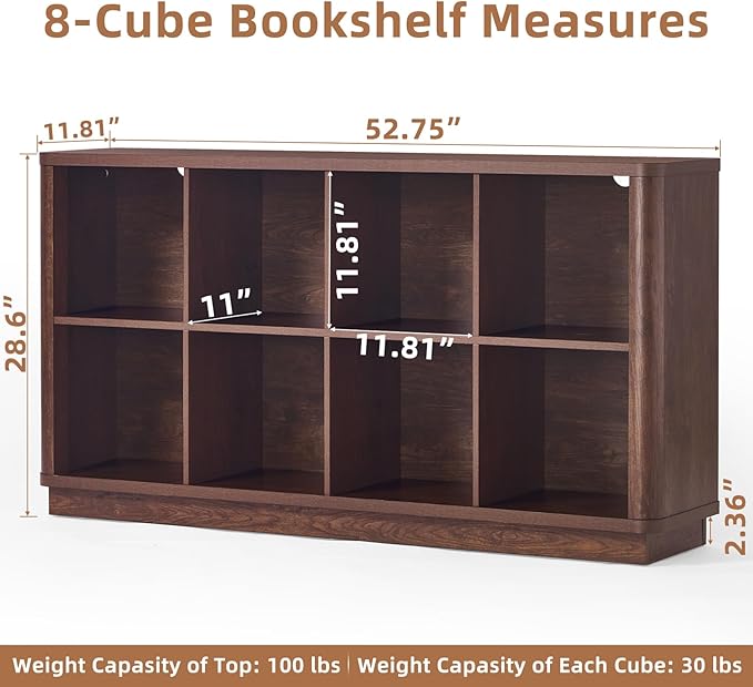 Joaxswe 8 Cube Bookcase, Floor Standing 2-Tier Cubby TV Stand Bookshelf
