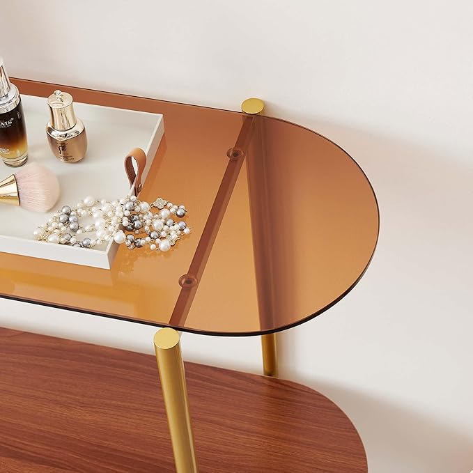 LumFurn Oval Glass Console Table