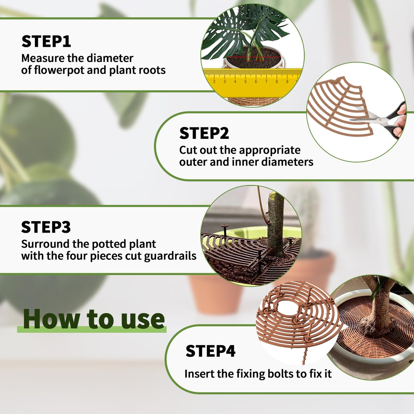 Fkereg 20.5 Inch Large Round Plant Pot Grid Cover, Cuttable Flower Pot Soil Covers Protectors from Animals, Dog Cat Digging Stopper with Deep Stakes for Indoor Outdoor Gardening (Black)