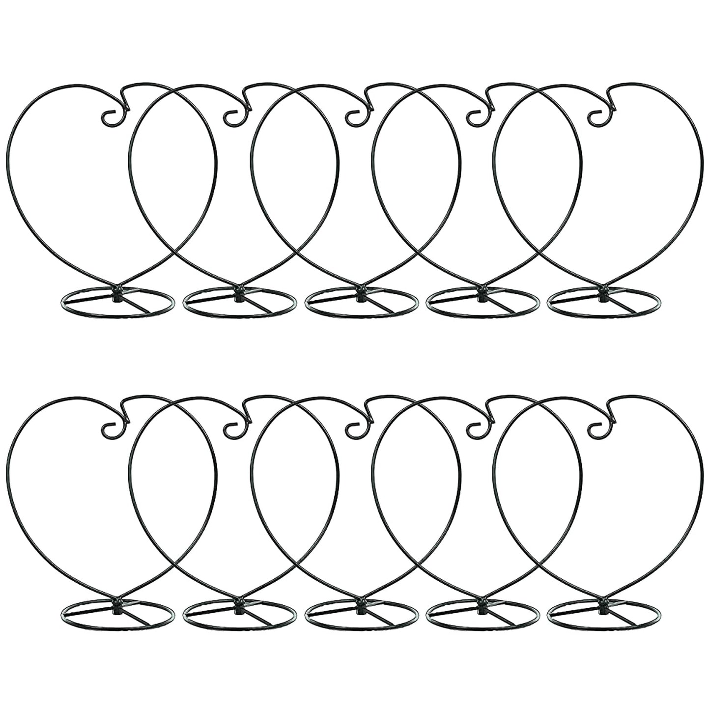 WOCTDTHW Ornament Display Stand Holder Iron Hanger for Chrismas Hanging Glass Globes (Love Shape 10 Pcs)