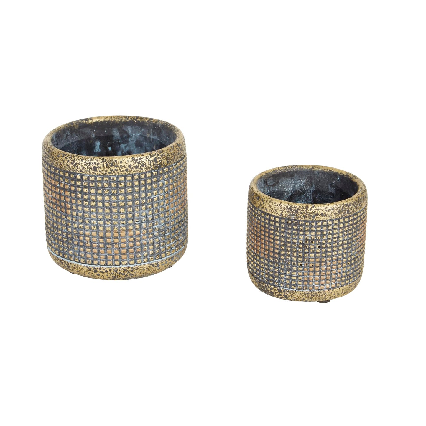 Modern Metallic Cement Flower Pot (Set of 2)