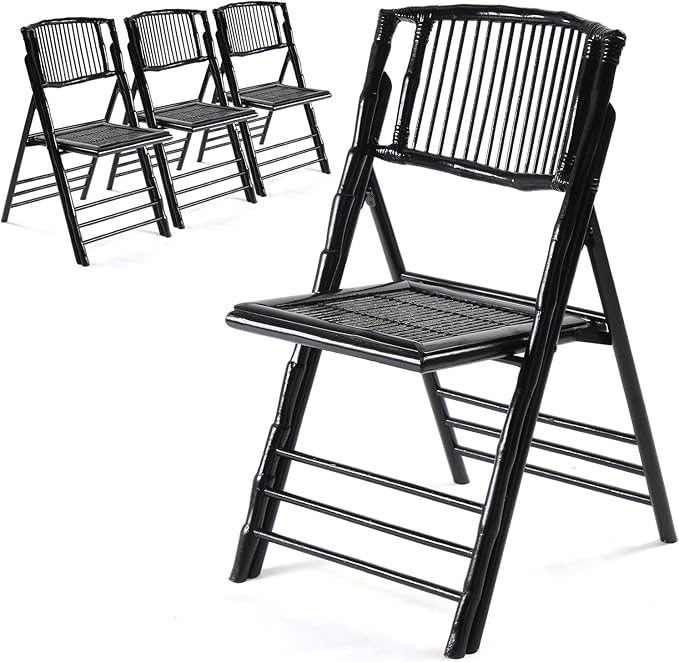VINGLI Bamboo Folding Chair, Foldable Dining Wood Chairs Comfortable Seat