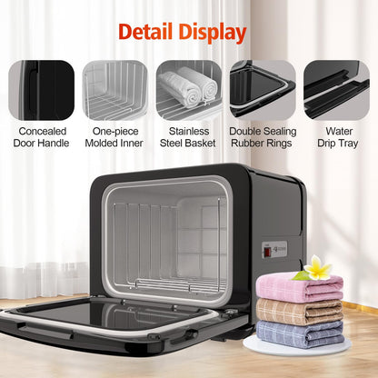 Towel Warmer Cabinet, 8.5L Professional Small Hot Towel Warmer Heating Use for SPA, Massage, Salon, Barber and Home - Black