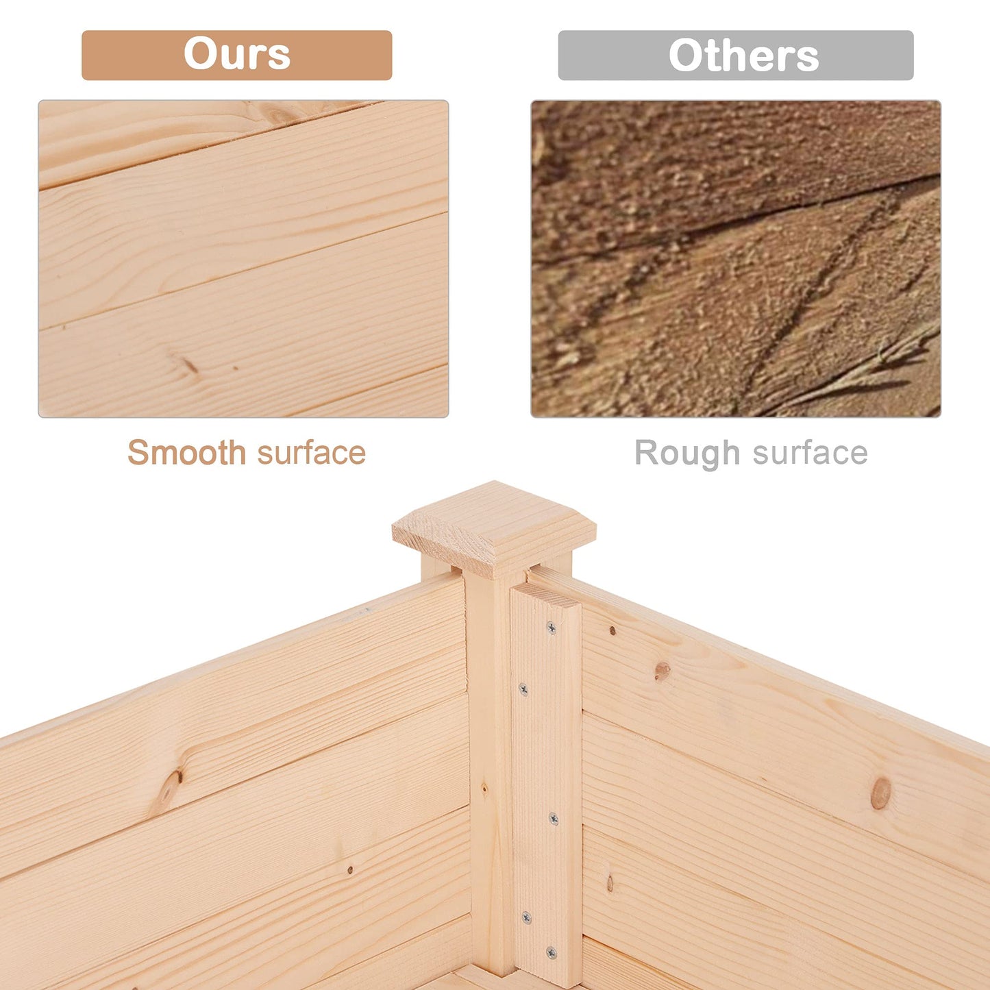 Outsunny Raised Garden Bed with Legs, 48" x 22" x 30", Elevated Wooden Planter Box, Self-Draining with Bed Liner for Vegetables, Herbs, and Flowers Backyard, Patio, Balcony Use, Natural