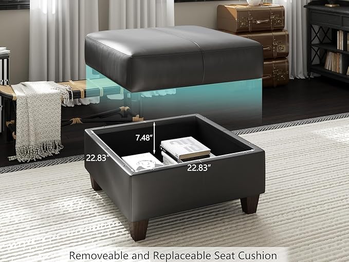 EASE MOOSE Faux Leather Square Ottoman Module