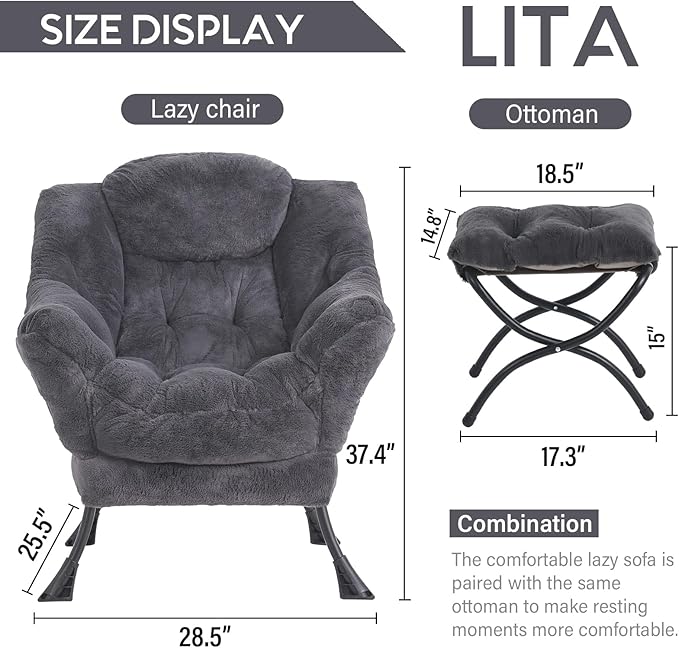LITA Modern Accent Leisure Upholstered Sofa Chair, Lounge Reading Chair