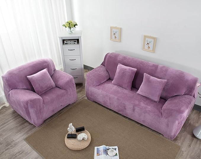 vctops 1-Piece Velvet Plush Stretch Loveseat Sofa Slipcover