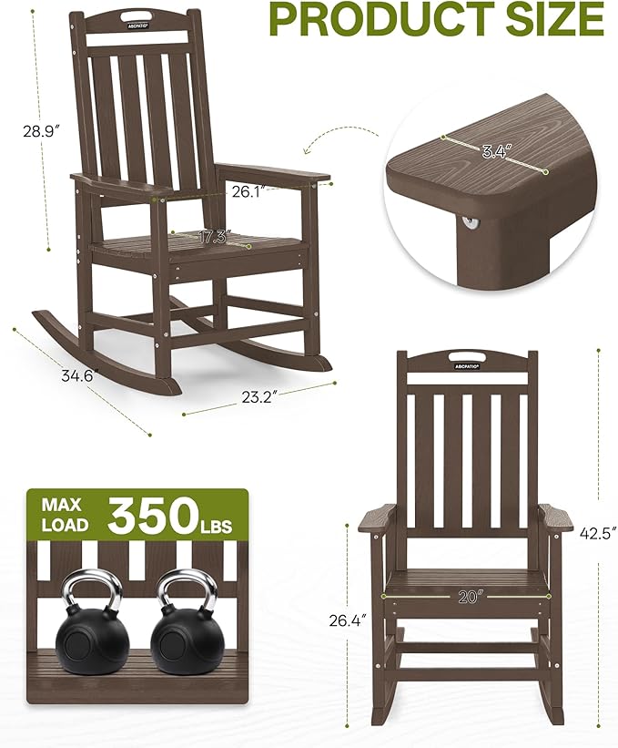 Outdoor Adirondack Rocking Chairs All-Weather HDPE Patio Rocker Chair