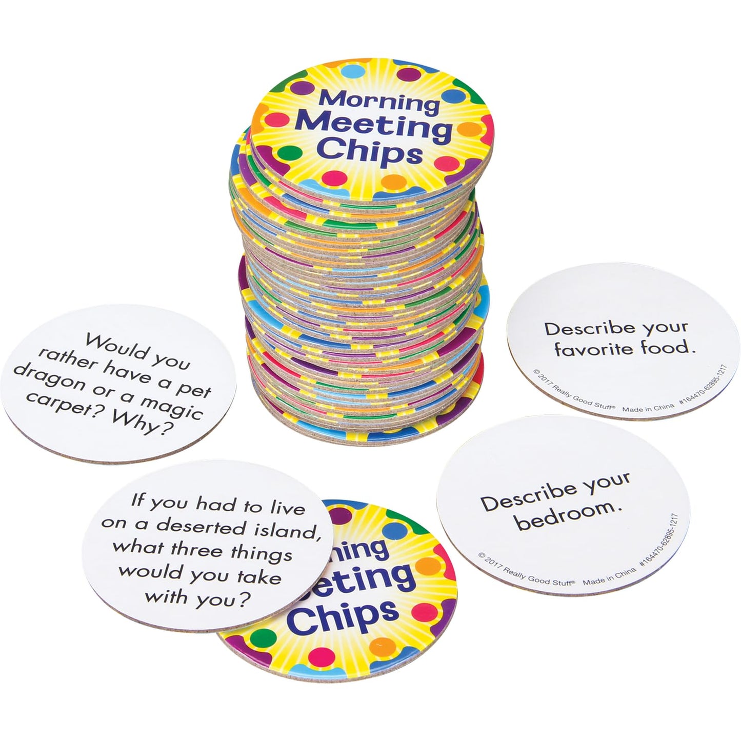 Really Good Stuff Morning Meeting Chips - Set of 40, Conversation Starters for Kids, Interactive and Engaging Kids Conversation Starter Chips