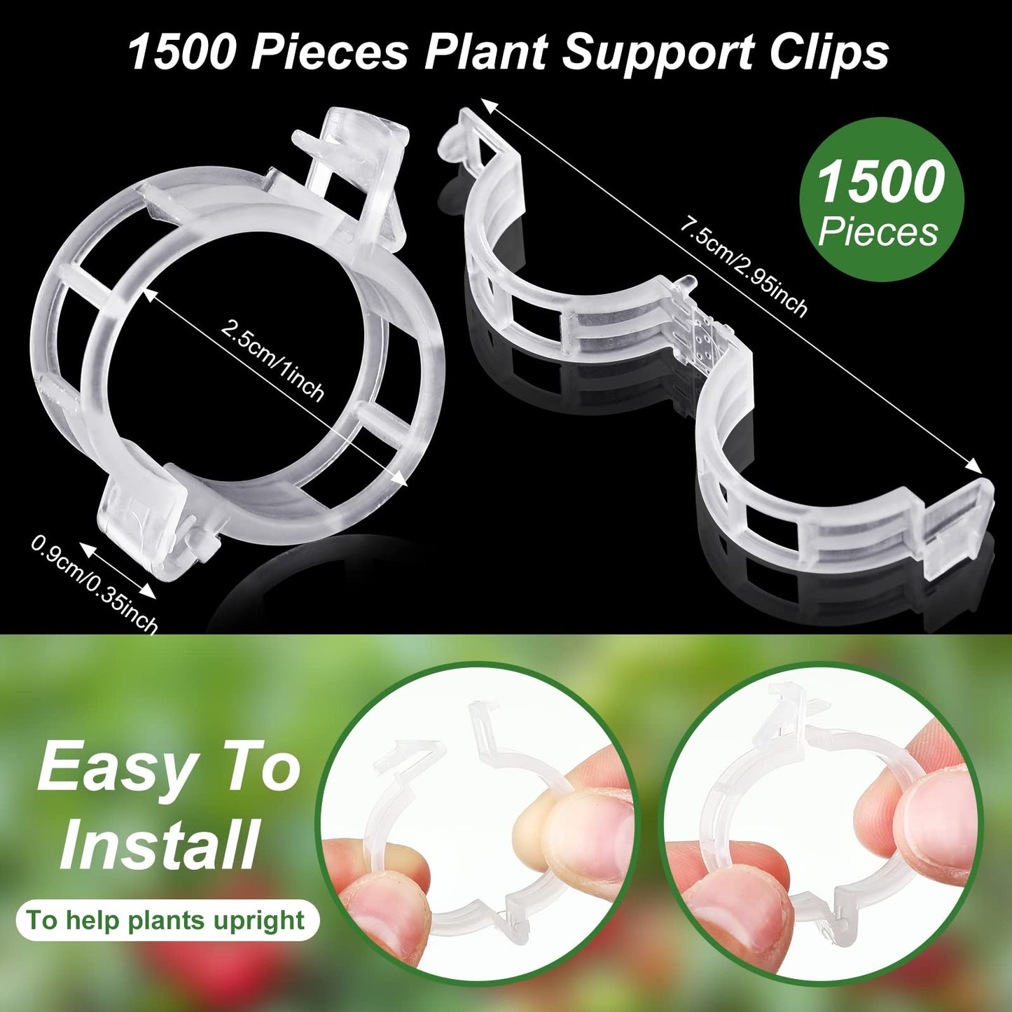 Qunclay 1500 Pcs Tomato Clips Plant Support Clips for Outdoor Plants Bulk String Trellis Grape and Tomato Vine Climbing Plants Plastic White Garden Grow Upright Makes Healthier 1" Inner Diameter