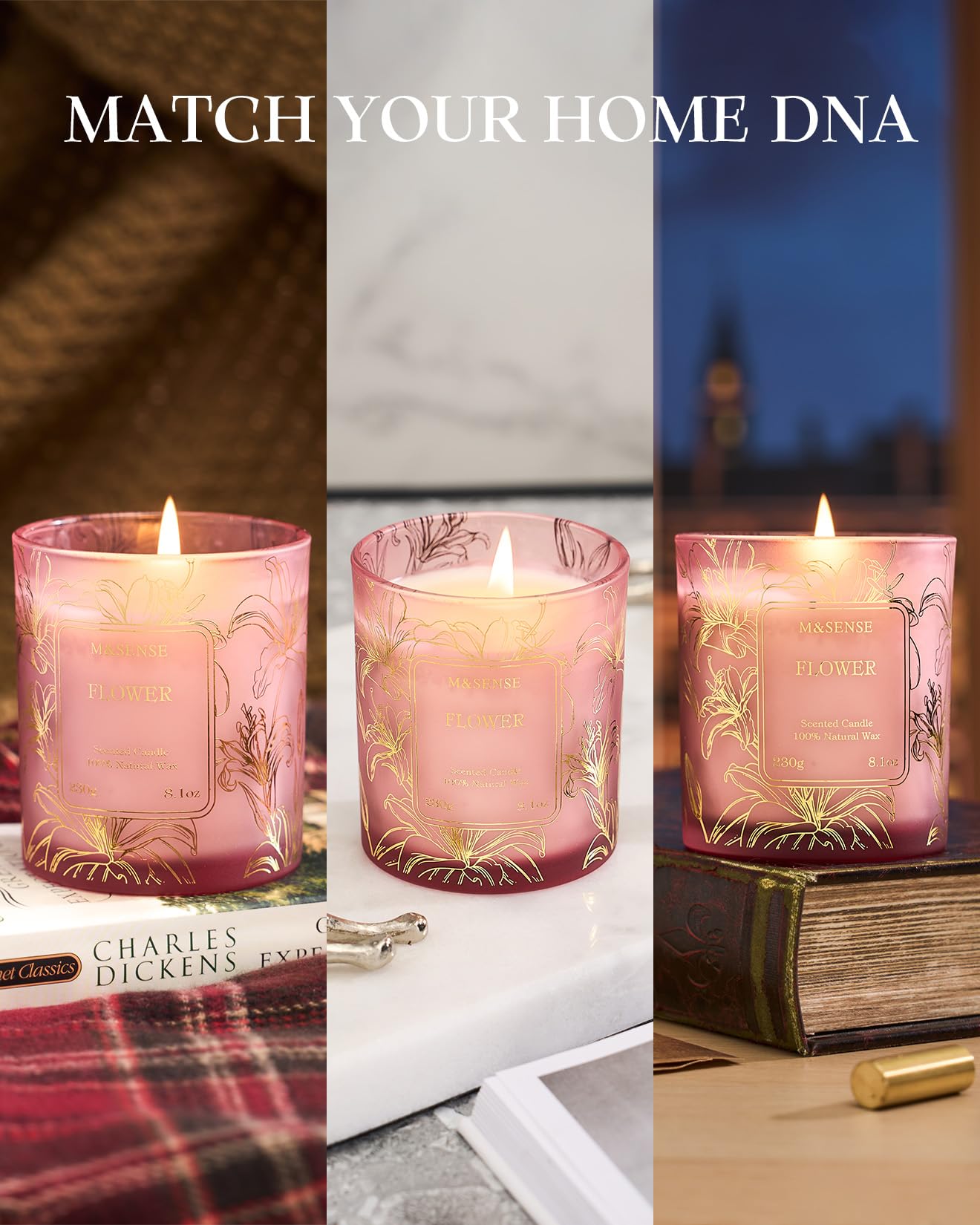M&SENSE Sweet Mandarin Soy Candle, No Toxin Refreshing Fragrance, 8.1oz 42-Hour Long Burning, Bright Refreshing Citrus, Summer Housewarming Gift