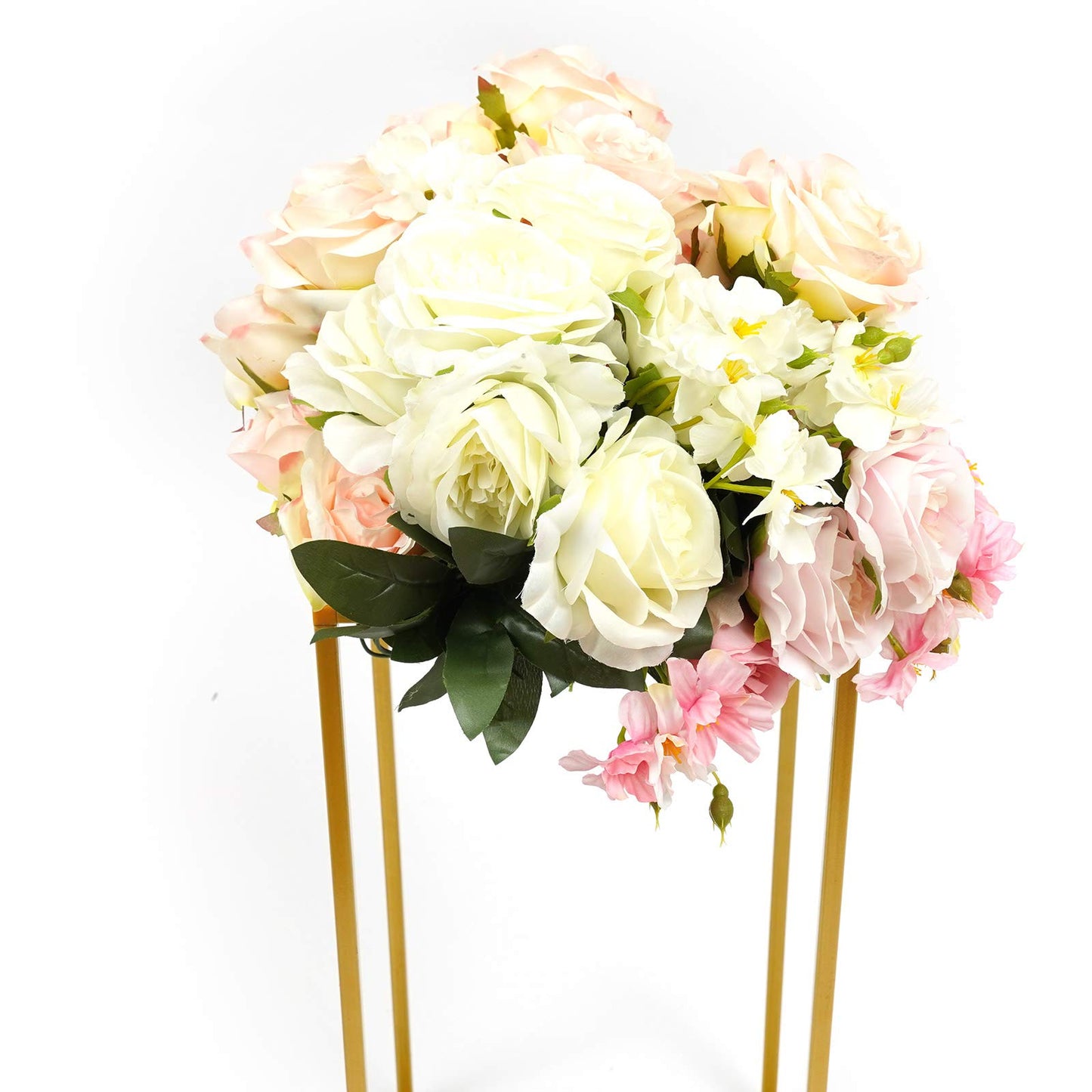 EurHomePlus 10Pcs Geometric Metal Flower Stands, 80cm Tall Gold Flower Stand Road Lead Metal Floor Vase Column, Centerpiece Stands Rectangular Display Rack for Wedding Party Decor