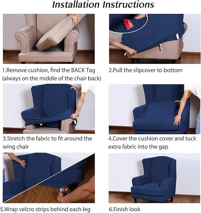 Turquoize Wingback Chair Covers 2 Piece Wing Chair Slipcover Stretch Slipcovers