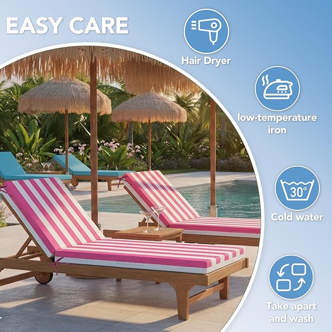 L'AGRATY Outdoor Lounge Chaise Cushion: 72x21x3 Inch Waterproof Lounge Chair