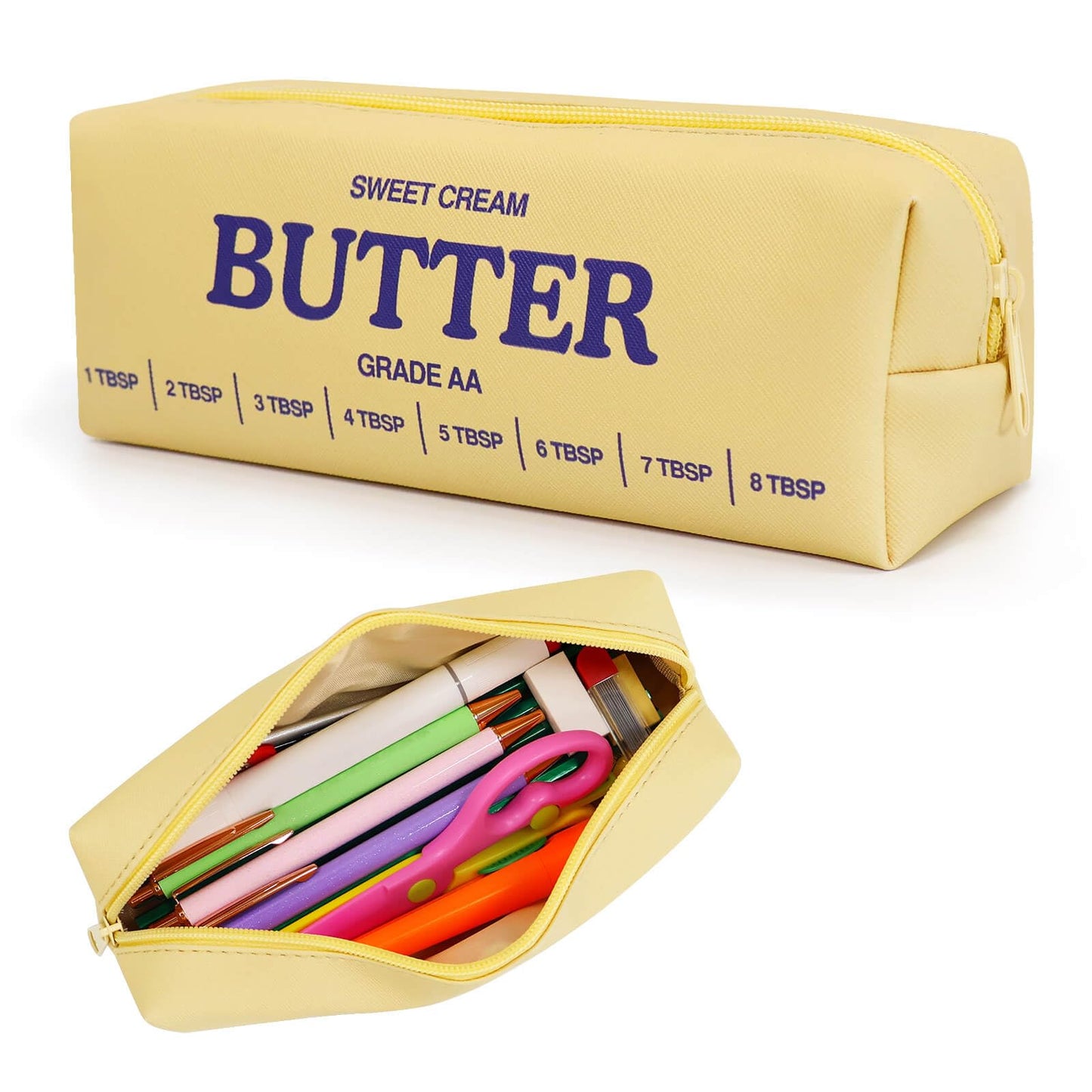 Funny Butter Sticks Soft Pencil Case Pouch College School Supplies, Pencil Box with Zipper for Teen Girls Boys Women Men Adults, Pen Bag Back to School Essentials Stationary Gift for Student Teacher