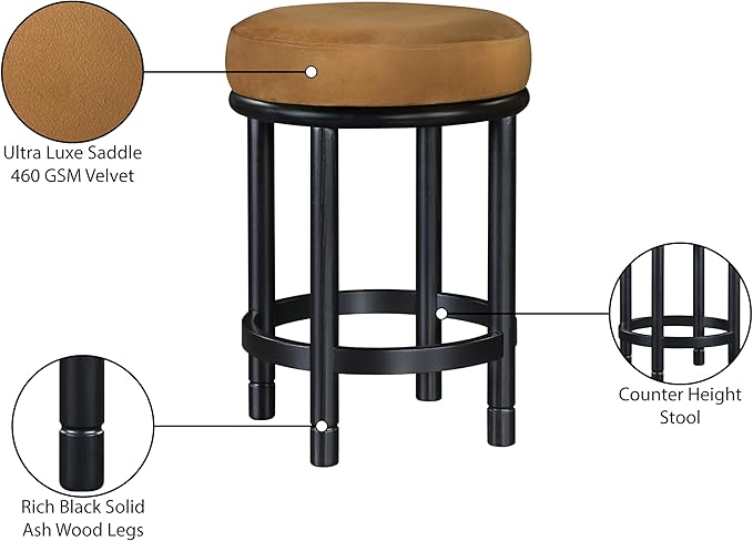 Meridian Furniture 977Saddle-C Monette Collection Art Deco Counter Stool