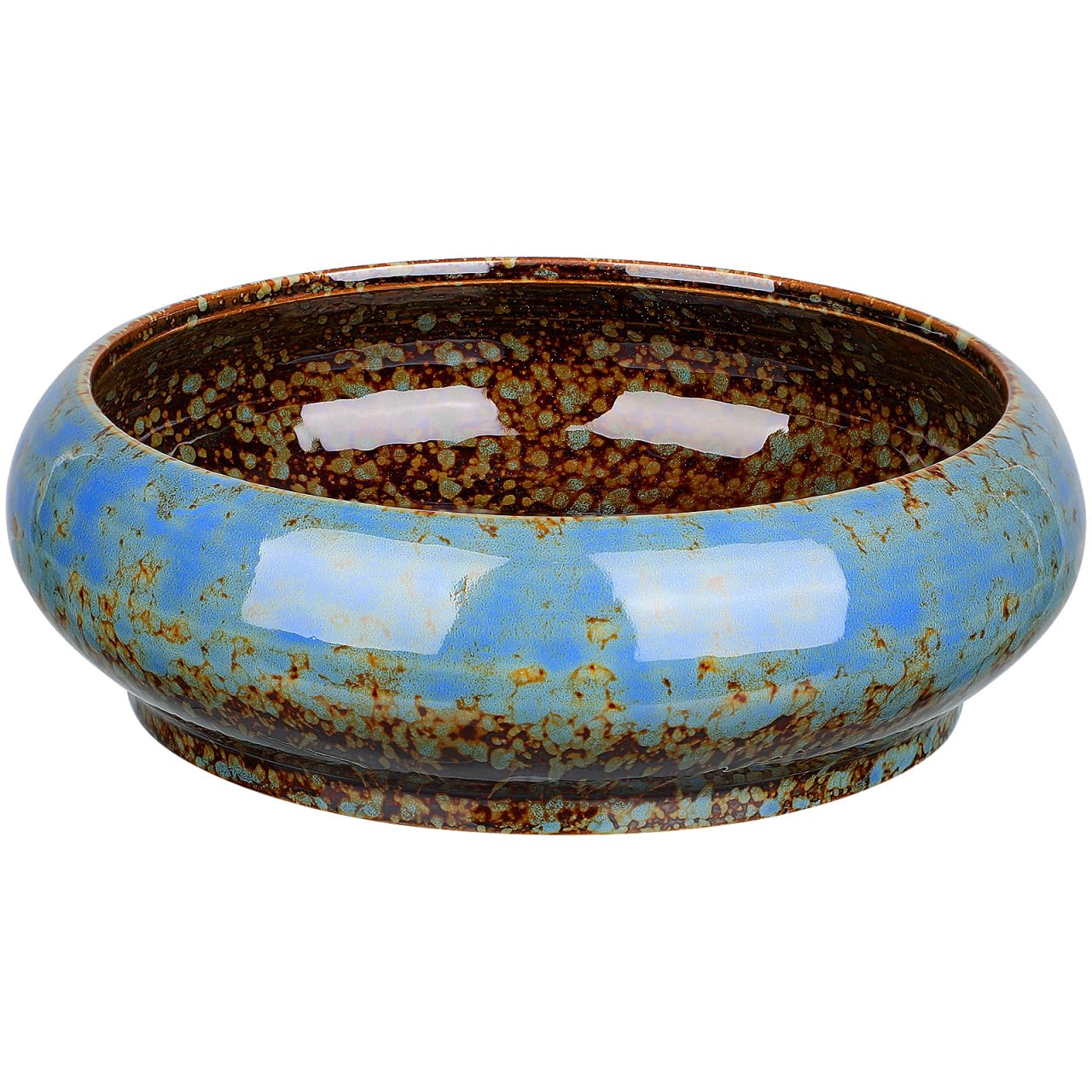 Abaodam Lotus Bowl Planter, Ceramic Water Lily Pot for Growing Lotus Flower Seeds, Shallow Bonsai Bowl for Aquatic Plants, Succulents, Hydroponic Planter for Zen Garden Patio and Home Decor