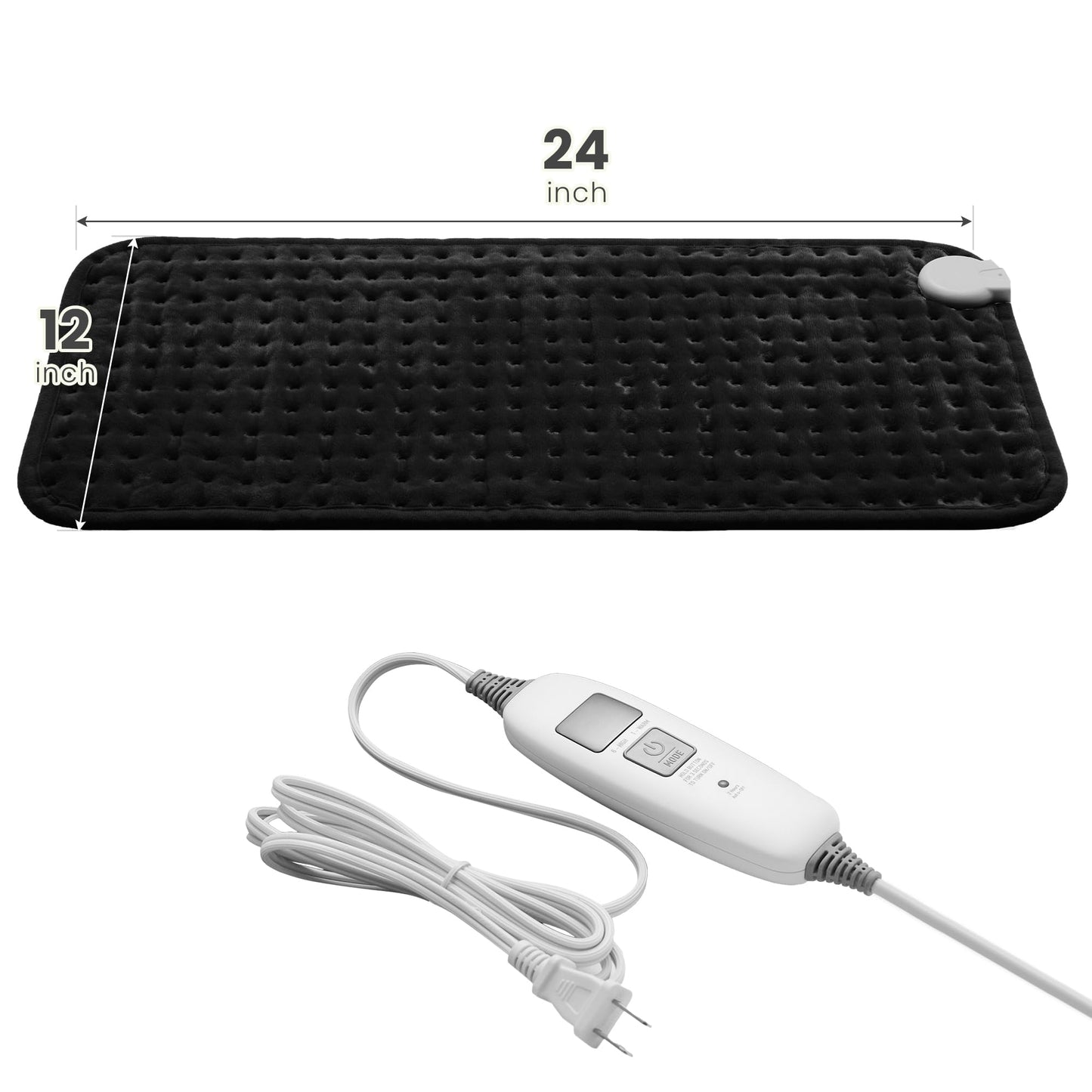 Electric Heating Pad for Back Pain Relief & Cramps - 6 Heat Settings,Auto Shut Off,Moist Heat Options,Portable Heated Pads for Neck/Shoulder Machine Washable Gift for Men Women,Grey,12"x24"