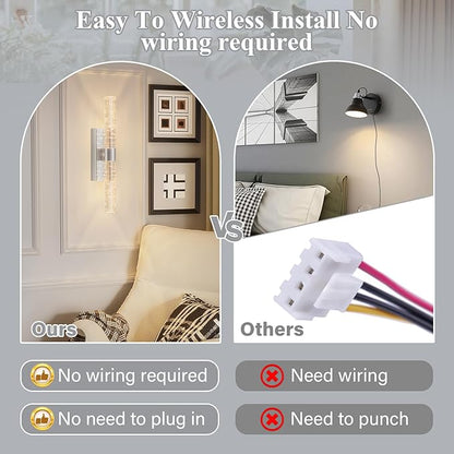 camuucci Battery Operated Sliver Wall Sconces Set of 2 Rechargeable Battery Powered Wall Light with 12000mAh Not Hardwired Dimmable Wall Lamp Fixtures for Bedroom Living Room 20.9 Inches