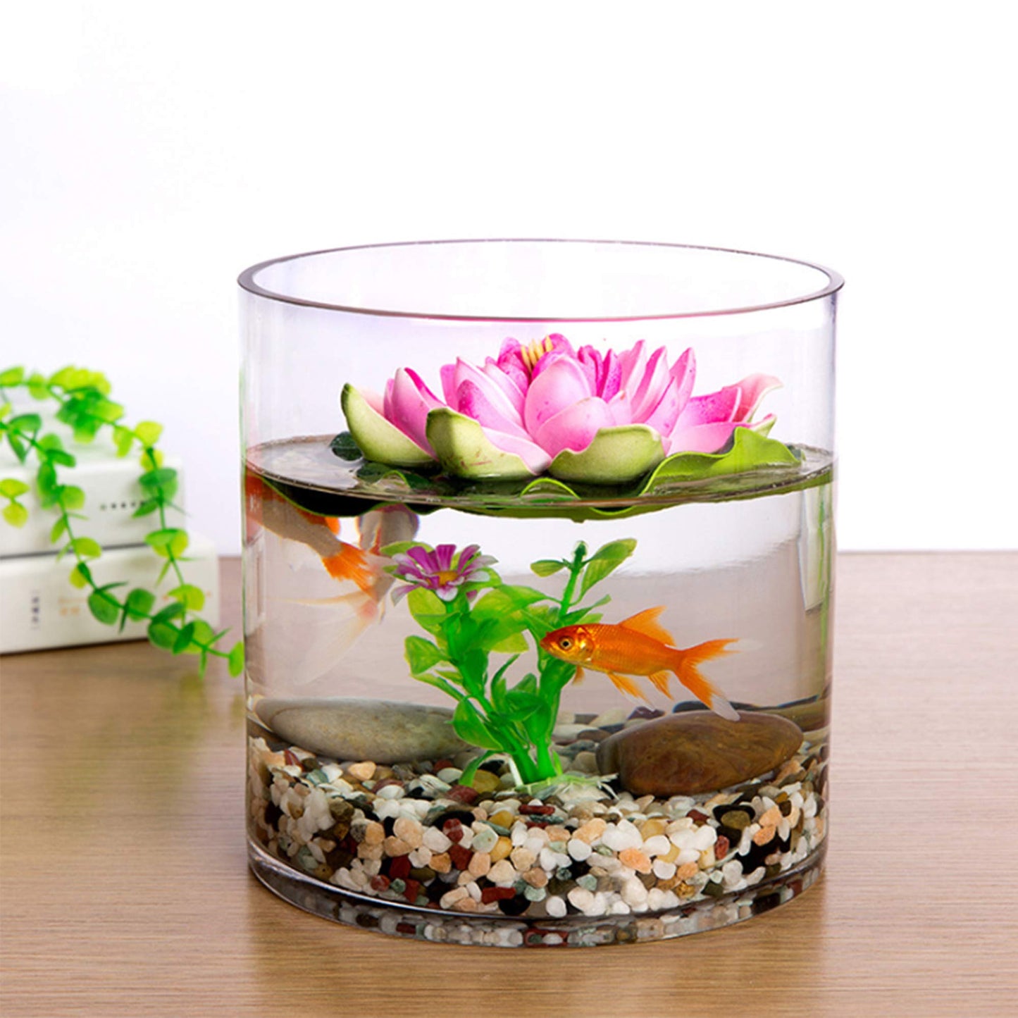 WGV Cylinder Vase, Width 8", Height 8", Clear Wide Large Diameter Flower Glassware, Floral Container, Planter Terrarium for Wedding Party Event, Home Accent Decor, 1 Piece