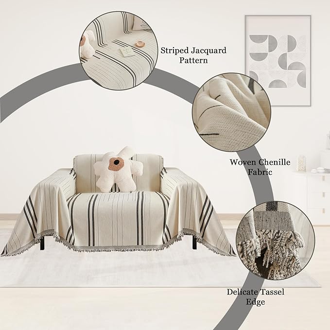 DREAMINGO Armchair Cover Washable Chenille Sofa Protector