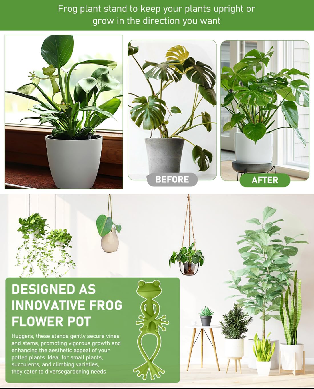 MOCJAEYN 10pcs Frog Plant Stand Holder,Plant Clips for Climbing Plants Vines,Plant Propagation Buddy, orchid clips, Plant Accessories Indoor for Potted Plants